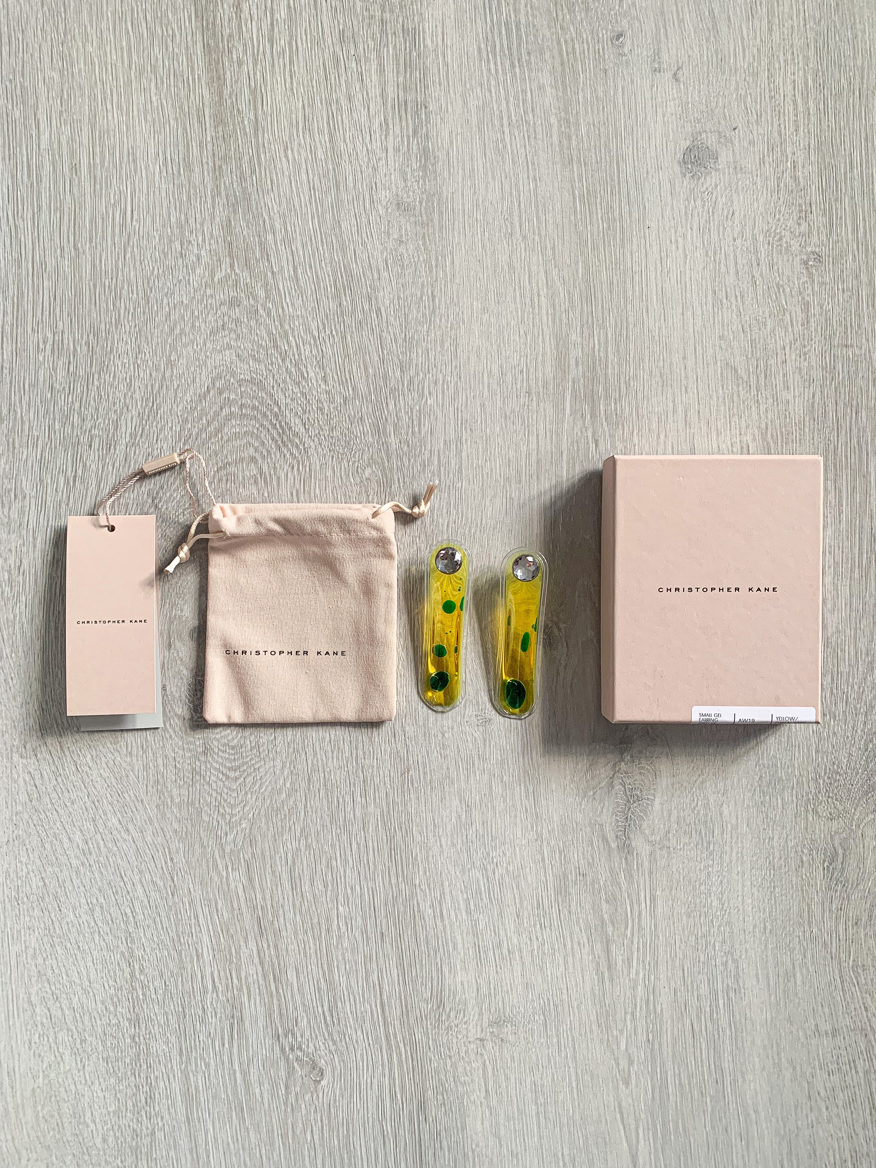 Christopher Kane Lava Gel Yellow Green Liquid Earrings - House Of Huntington