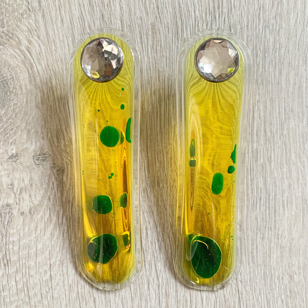 Christopher Kane Lava Gel Yellow Green Liquid Earrings - House Of Huntington