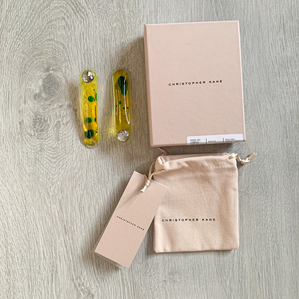 Christopher Kane Lava Gel Yellow Green Liquid Earrings - House Of Huntington