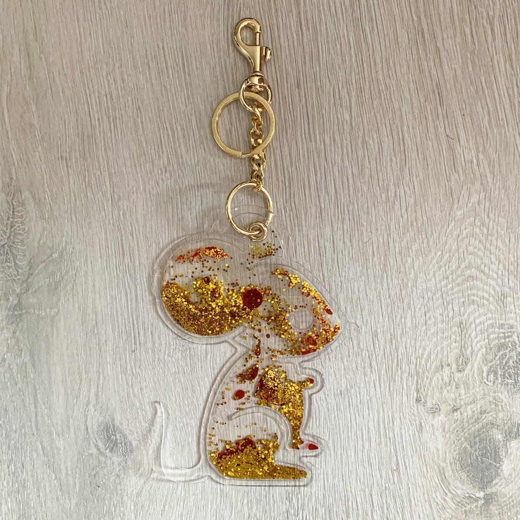 Christopher Kane Rat Red Liquid Gel Gold Glitter Key Ring - House Of Huntington