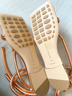 Bottega Veneta Rose Gold Square Toe Knotted Leather Sandals Flats