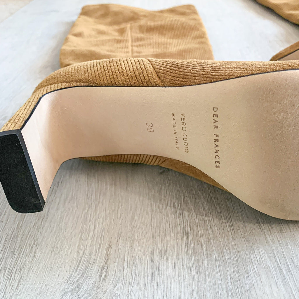 Dear Frances Camel Corduroy Sleeve Millerighe Boots - House Of Huntington