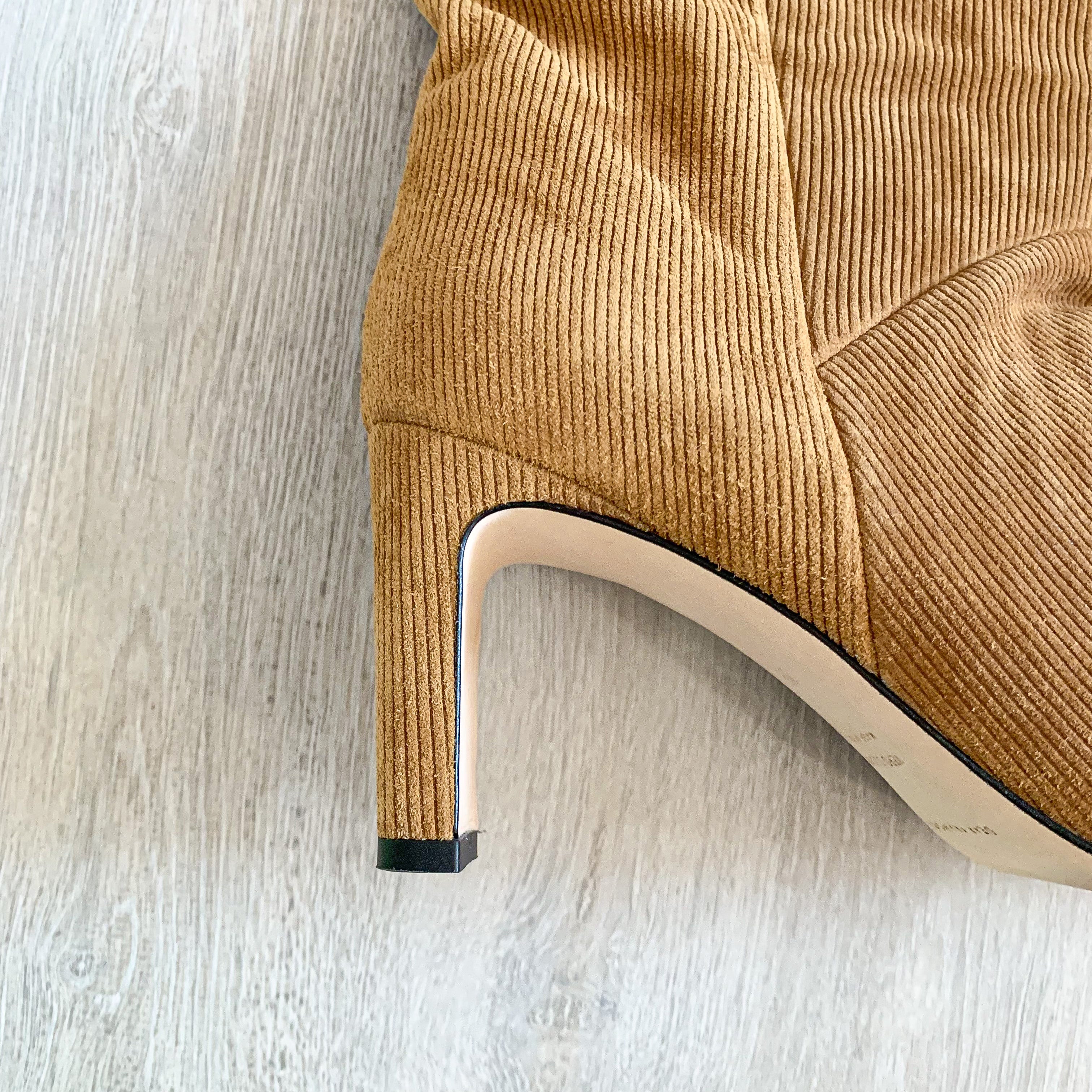 Dear Frances Camel Corduroy Sleeve Millerighe Boots - House Of Huntington