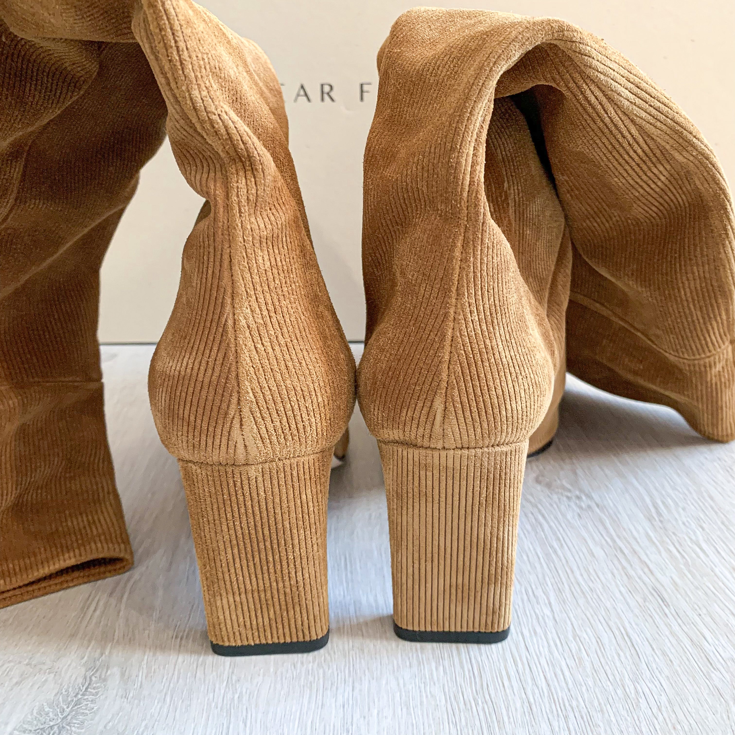 Dear Frances Camel Corduroy Sleeve Millerighe Boots - House Of Huntington