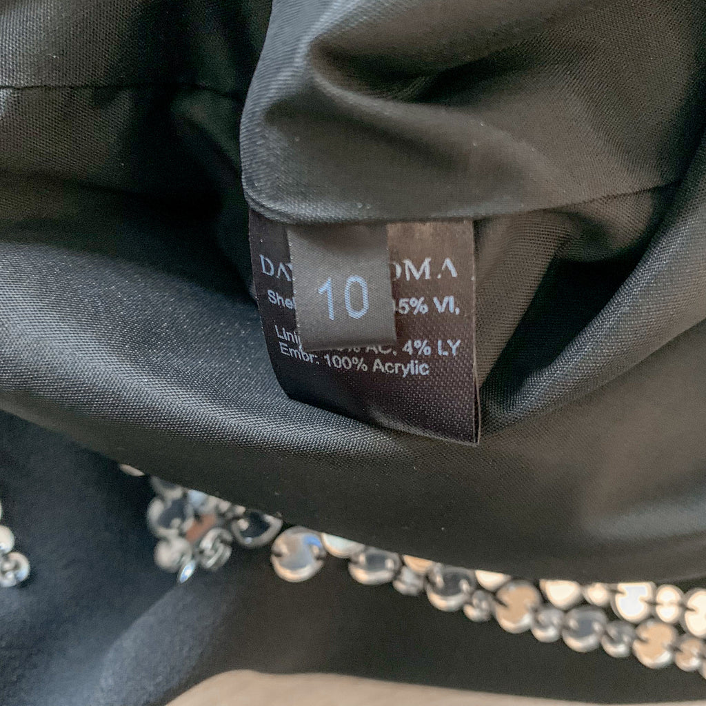 DAVID KOMA Perspex Sequin Zebra Motif Mini Black Skirt - House Of Huntington