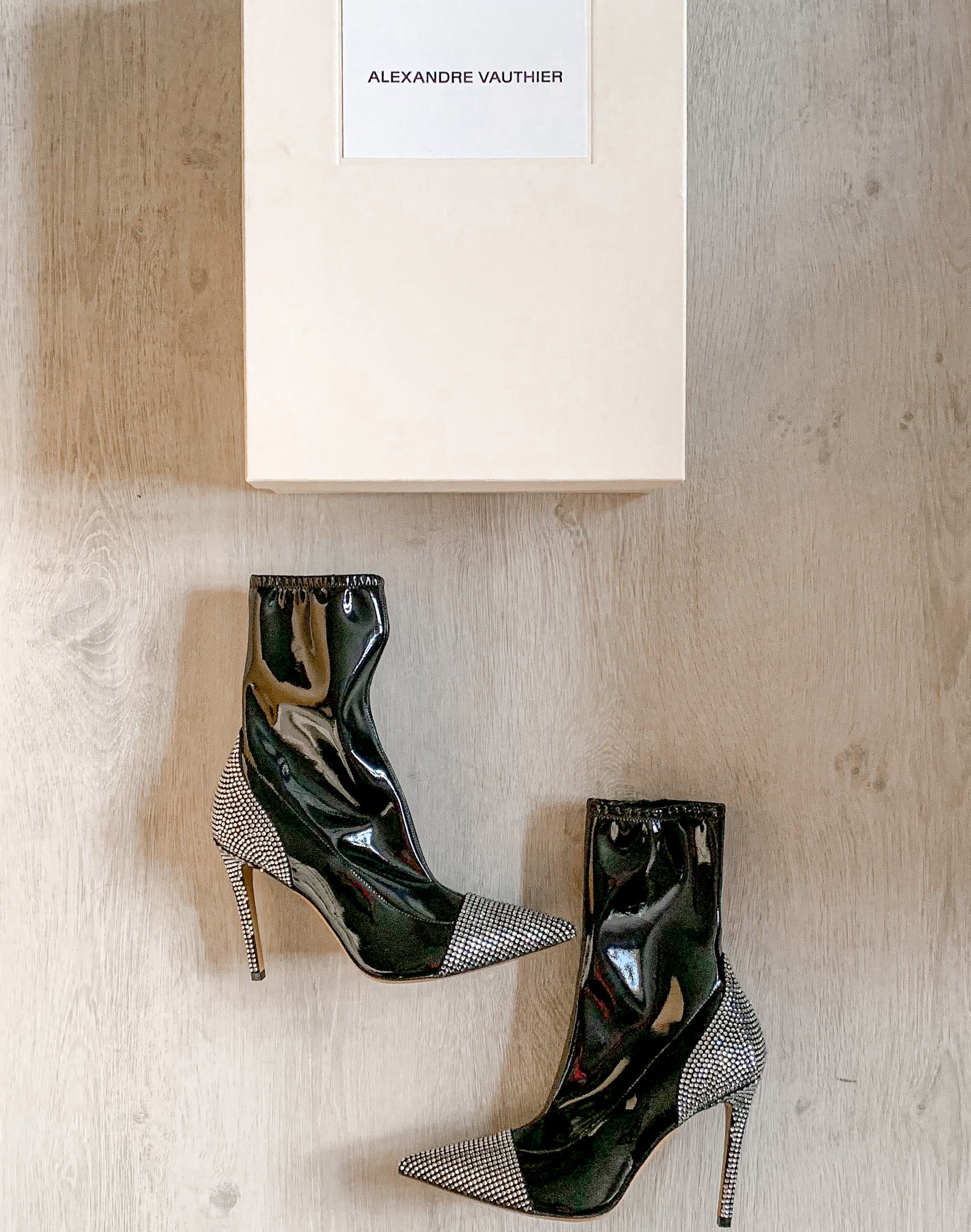 Alexandre Vauthier Crystal Embellished Black Boots – House Of