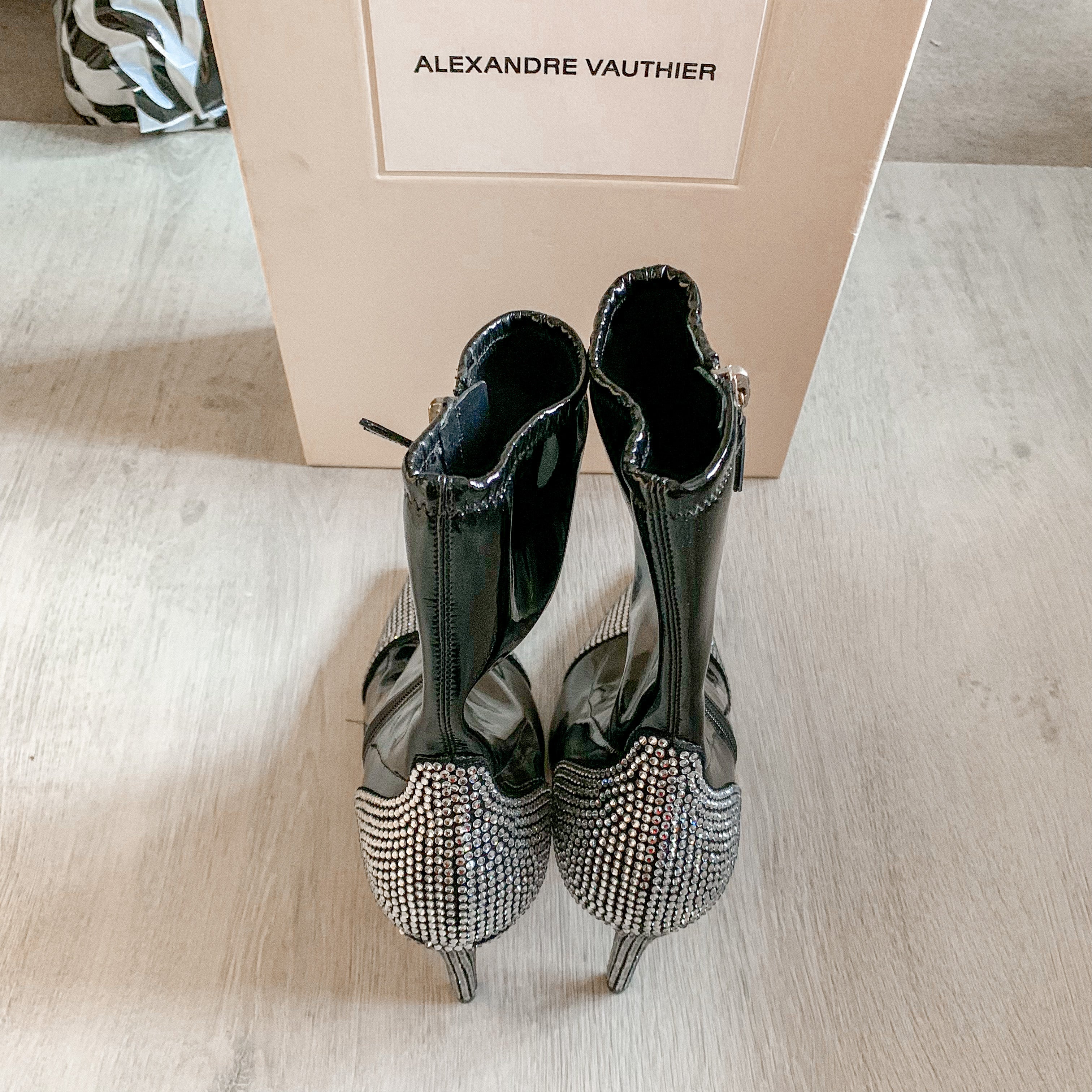Alexandre Vauthier Crystal Embellished Black Boots - House Of Huntington