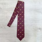 Paul Stuart Burgundy Red Dog Print Print Silk Tie - House Of Huntington
