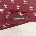 Paul Stuart Burgundy Red Dog Print Print Silk Tie - House Of Huntington