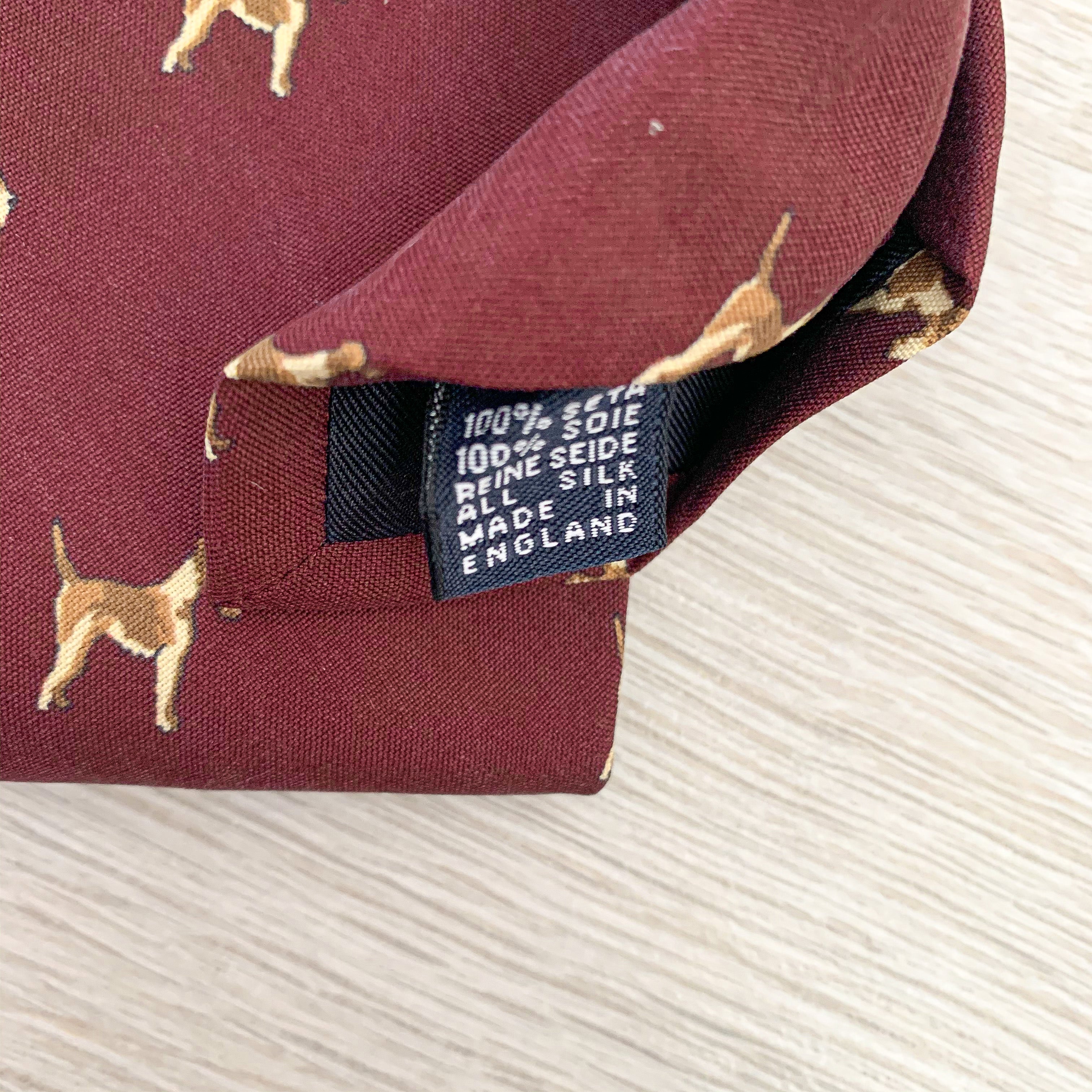 Paul Stuart Burgundy Red Dog Print Print Silk Tie - House Of Huntington