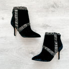 Christopher Kane Black Velvet Leather Trim Detail Ankle High Heels Booties - House Of Huntington