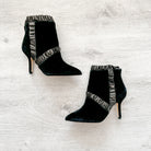Christopher Kane Black Velvet Leather Trim Detail Ankle High Heels Booties - House Of Huntington