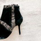 Christopher Kane Black Velvet Leather Trim Detail Ankle High Heels Booties - House Of Huntington