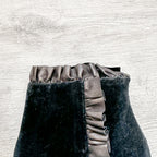 Christopher Kane Black Velvet Leather Trim Detail Ankle High Heels Booties - House Of Huntington