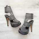 Christopher Kane Grey Mesh Detail Peep Toe Sandal Stilleto High Heel - House Of Huntington