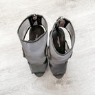 Christopher Kane Grey Mesh Detail Peep Toe Sandal Stilleto High Heel - House Of Huntington