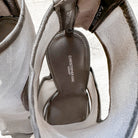 Christopher Kane Grey Mesh Detail Peep Toe Sandal Stilleto High Heel - House Of Huntington
