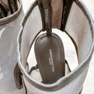 Christopher Kane Grey Mesh Detail Peep Toe Sandal Stilleto High Heel - House Of Huntington
