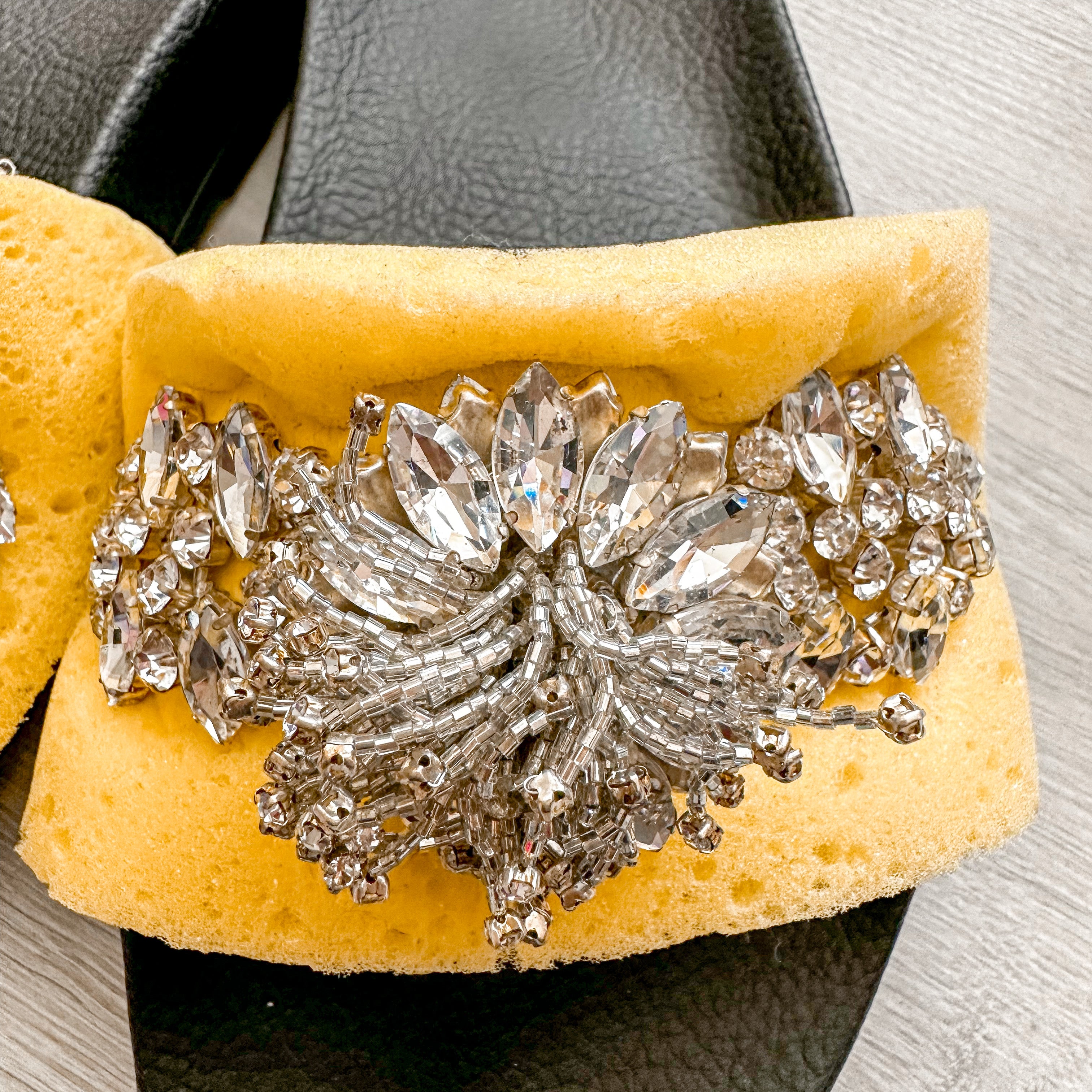 Christopher Kane Sponge Strap Crystal Embellished Slip On Slides Flats - House Of Huntington