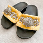 Christopher Kane Sponge Strap Crystal Embellished Slip On Slides Flats - House Of Huntington