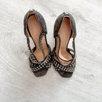 Christopher Kane Hotfix Grey Studded Strappy Embellished Block High Heels - House Of Huntington