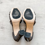 Christopher Kane Hotfix Grey Studded Strappy Embellished Block High Heels - House Of Huntington