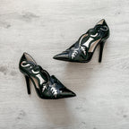 Christopher Kane Black Silver Detail Pointed Toe High Heels - House Of Huntington