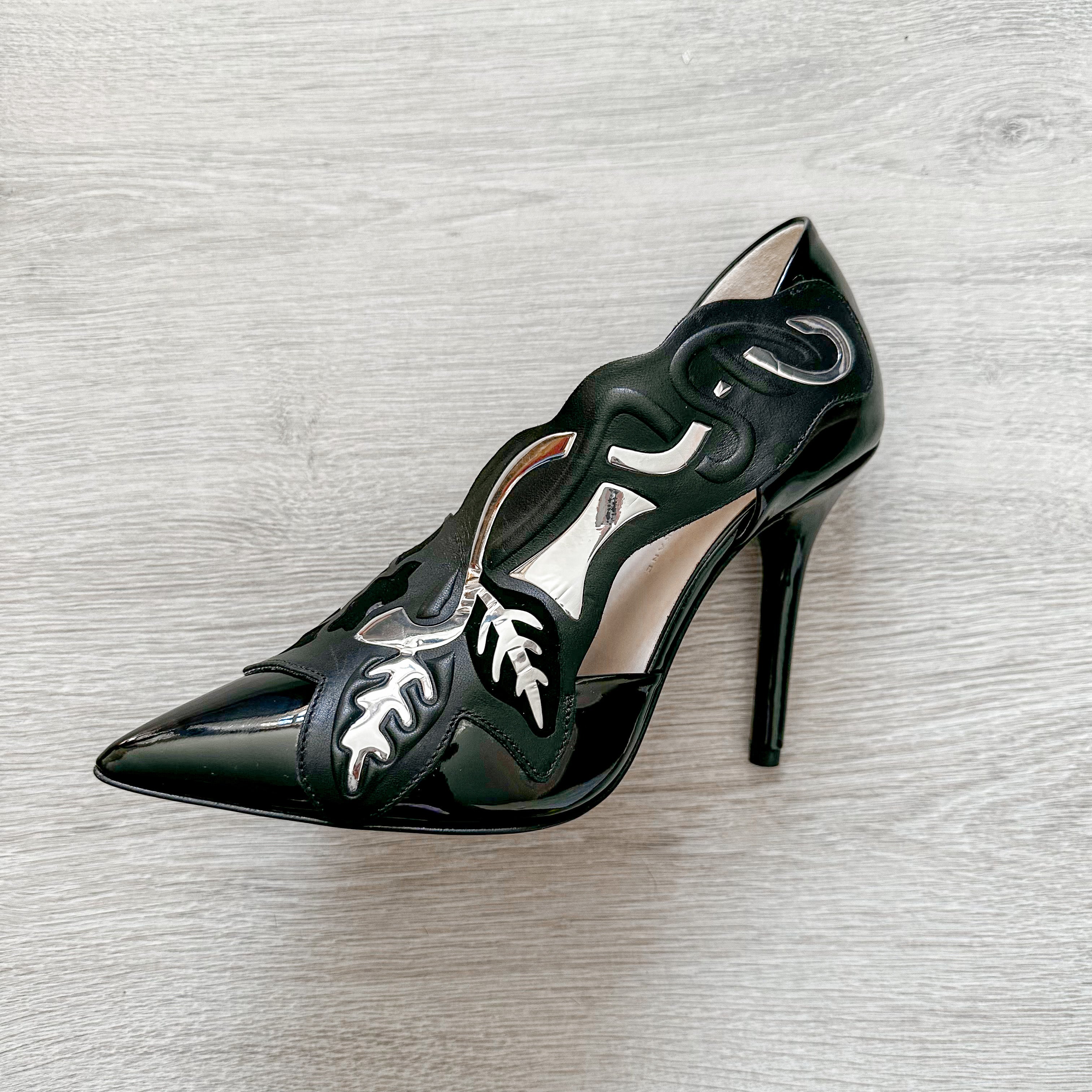 Christopher Kane Black Silver Detail Pointed Toe High Heels - House Of Huntington