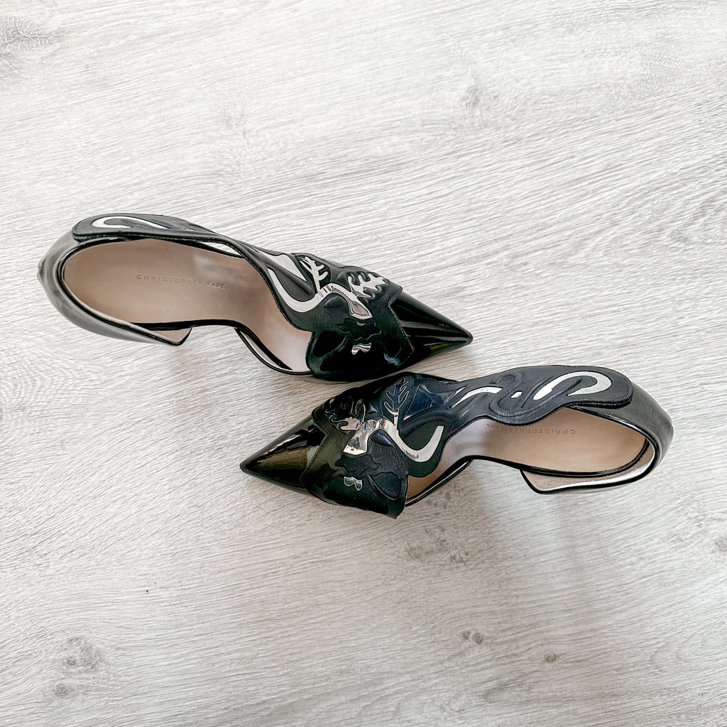 Christopher Kane Black Silver Detail Pointed Toe High Heels - House Of Huntington