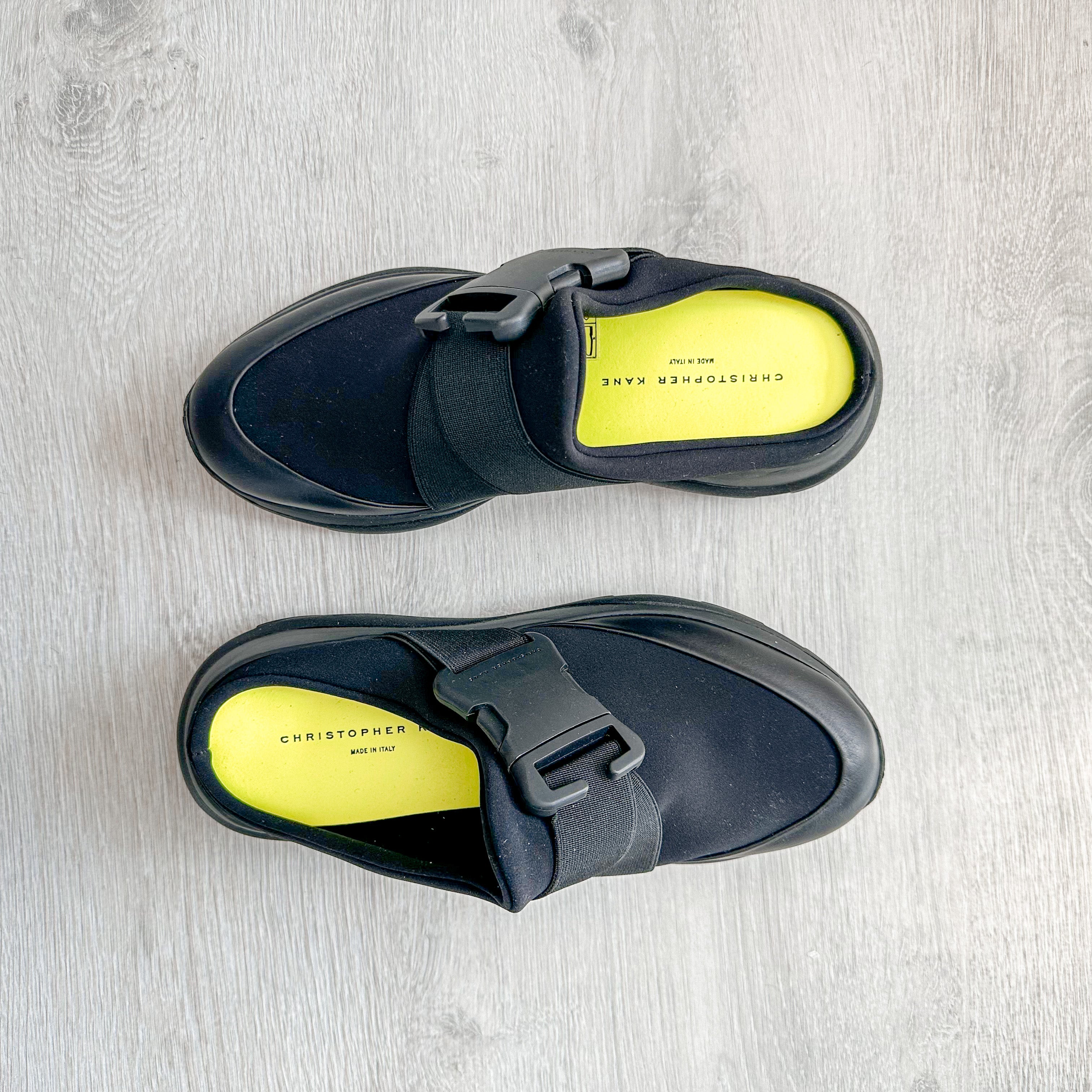 Christopher Kane Black Safety Buckle Slip On Trainers Sneakers - House Of Huntington