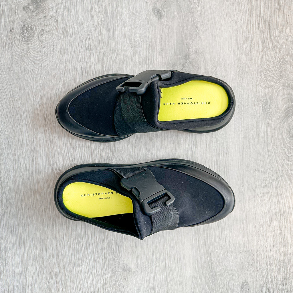 Christopher Kane Black Safety Buckle Slip On Trainers Sneakers - House Of Huntington