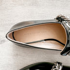 Christopher Kane Black Patent Leather Chain Strap Loafers Shoes - House Of Huntington