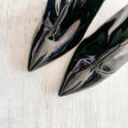 Christopher Kane Black Patent Leather Slingback Pointed Toe Mules - House Of Huntington
