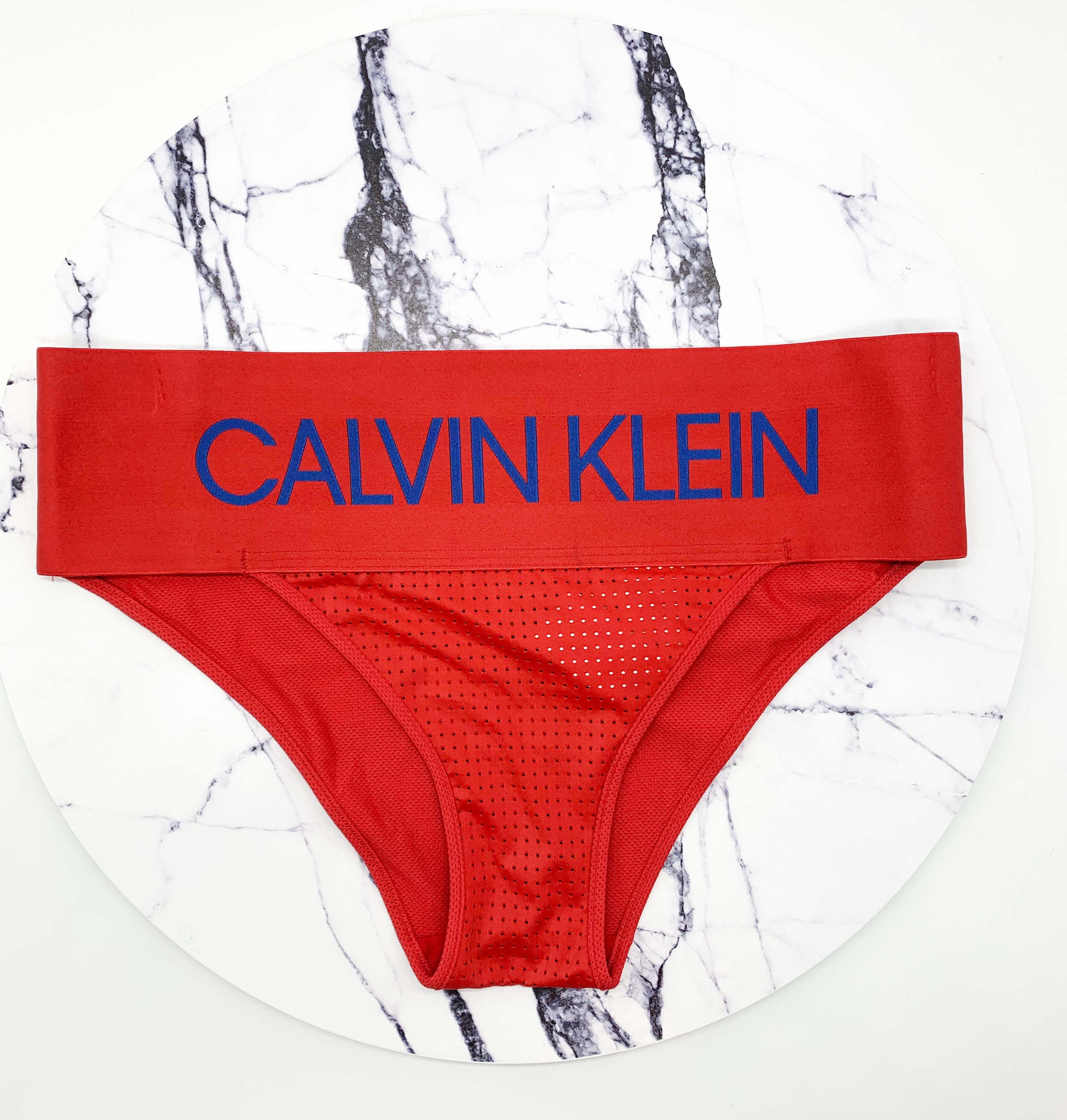 Calvin Klein Rouge Tanga Large Band Spellout Culotte