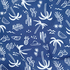 Drake's Navy Swim Shorts With White Palm Tree Holiday Print - House Of Huntington