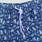 Drake's Navy Swim Shorts With White Palm Tree Holiday Print - House Of Huntington