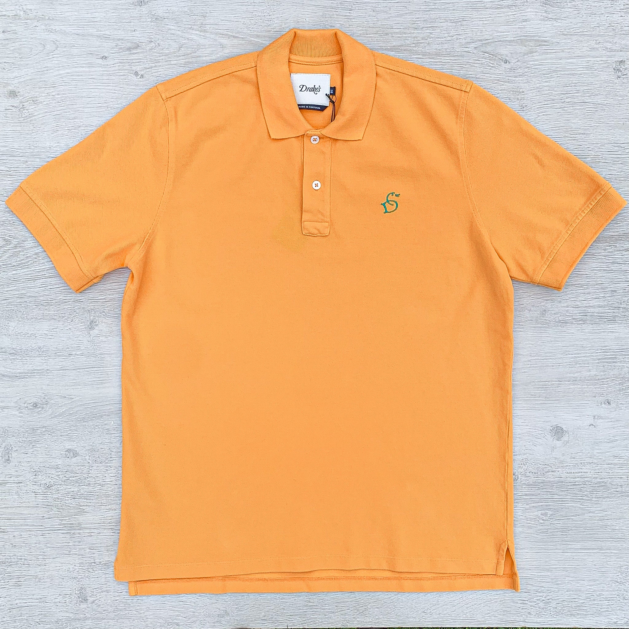 Drake's Duck Butterscotch Yellow Polo Shirt With Logo Embroidered Cotton Piqué - House Of Huntington