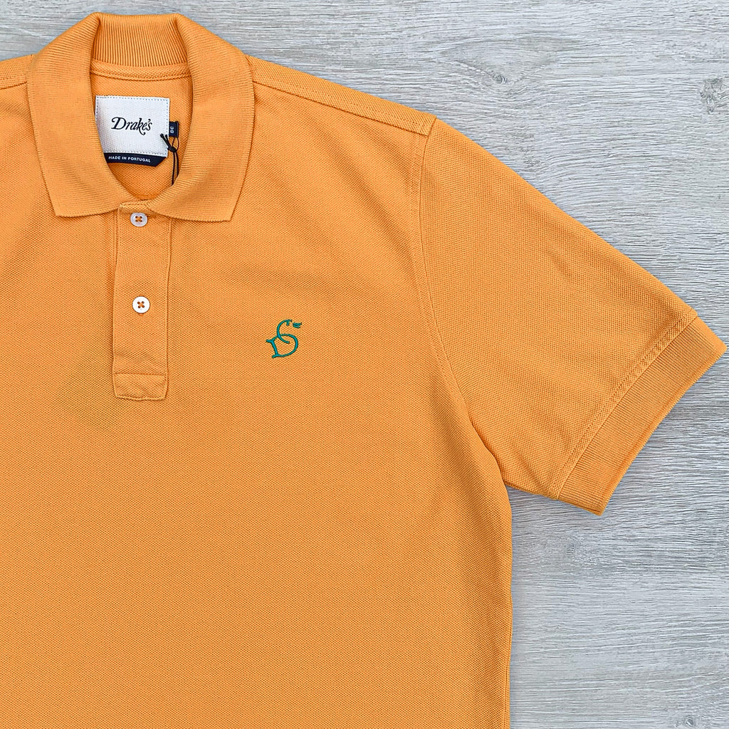 Drake's Duck Butterscotch Yellow Polo Shirt With Logo Embroidered Cotton Piqué - House Of Huntington