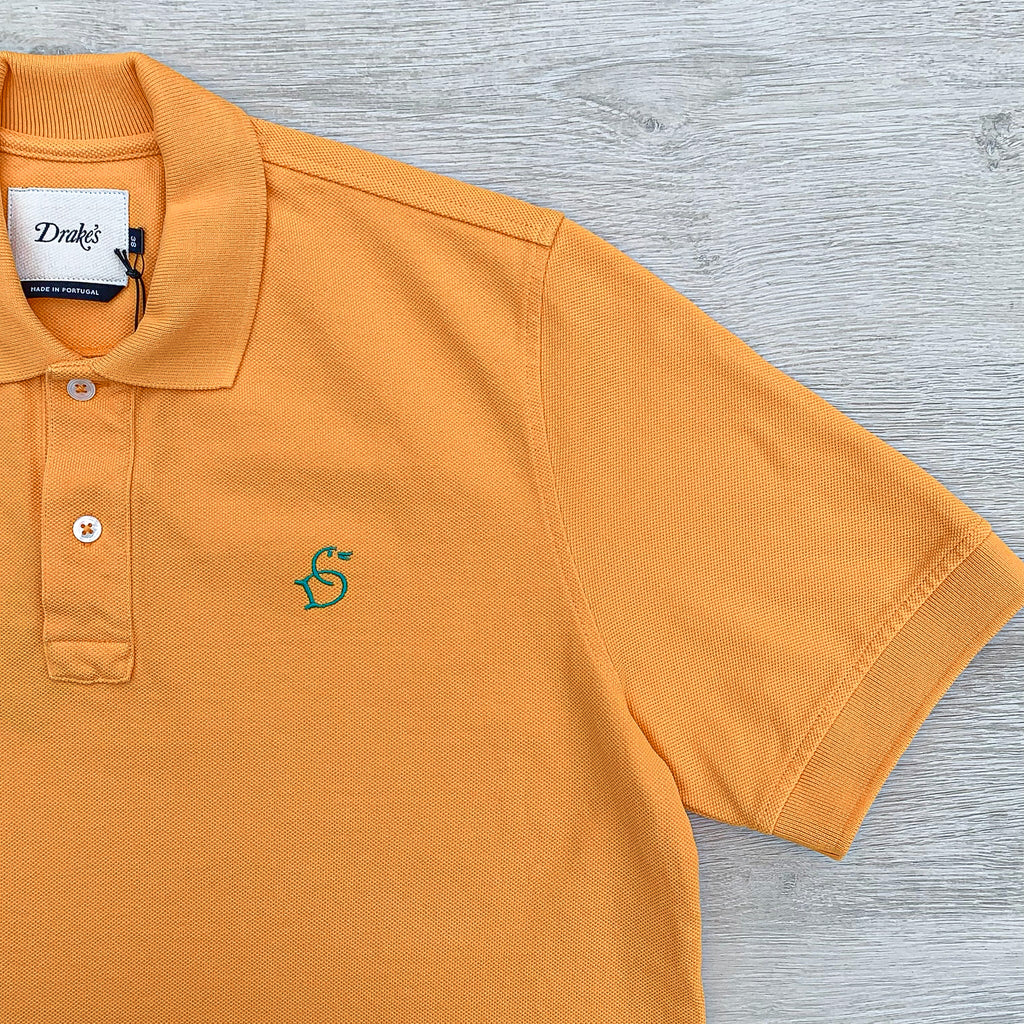 Drake's Duck Butterscotch Yellow Polo Shirt With Logo Embroidered Cotton Piqué - House Of Huntington