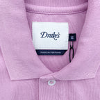 Kemeja Polo Piqué Kapas Bersulam Logo Drake's Lilac Pink Duck