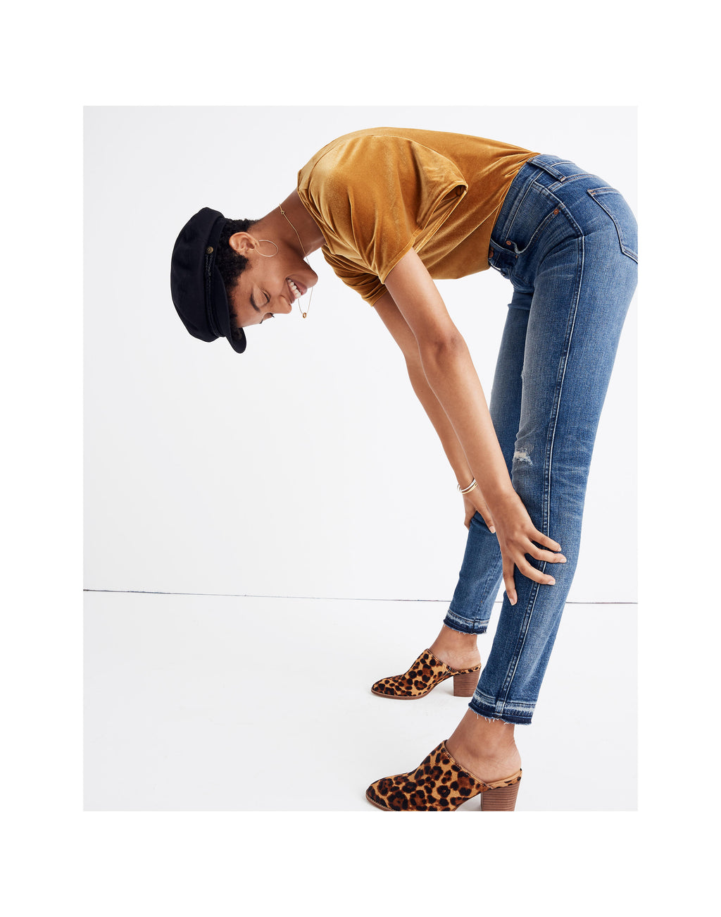 Джинсы-скинни со средней посадкой MADEWELL 9 дюймов в цвете York Wash: порвать и починить