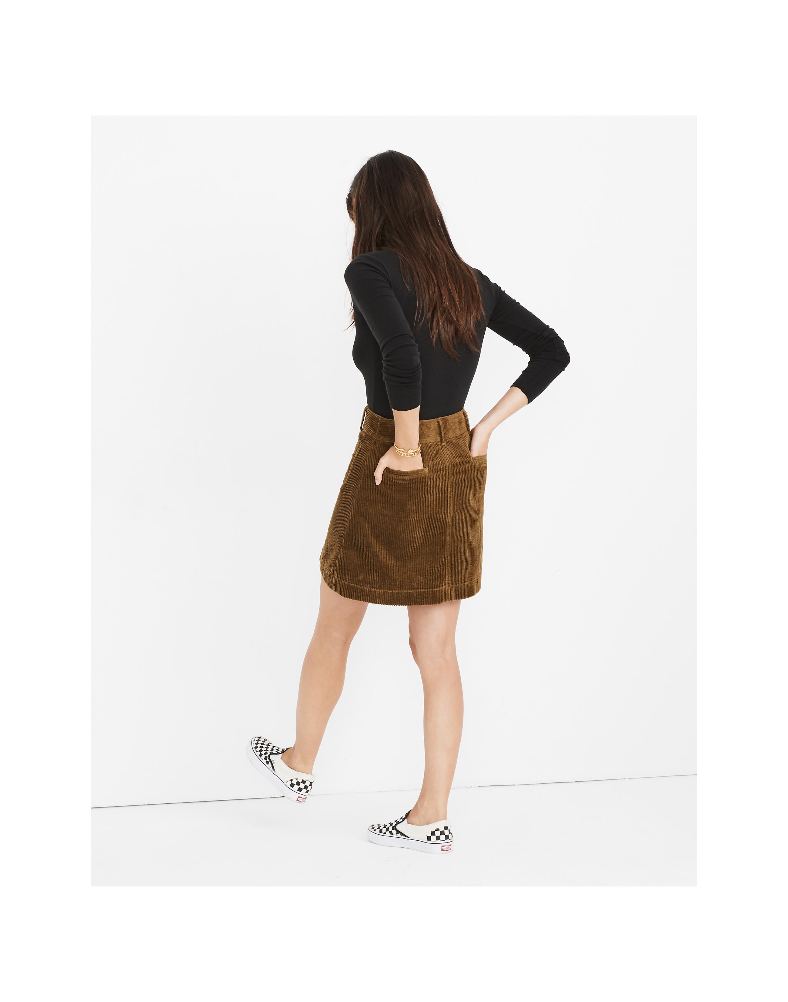 Madewell Corduroy Brown Autumnal Pocket Front A-Line Mini Skirt - House Of Huntington