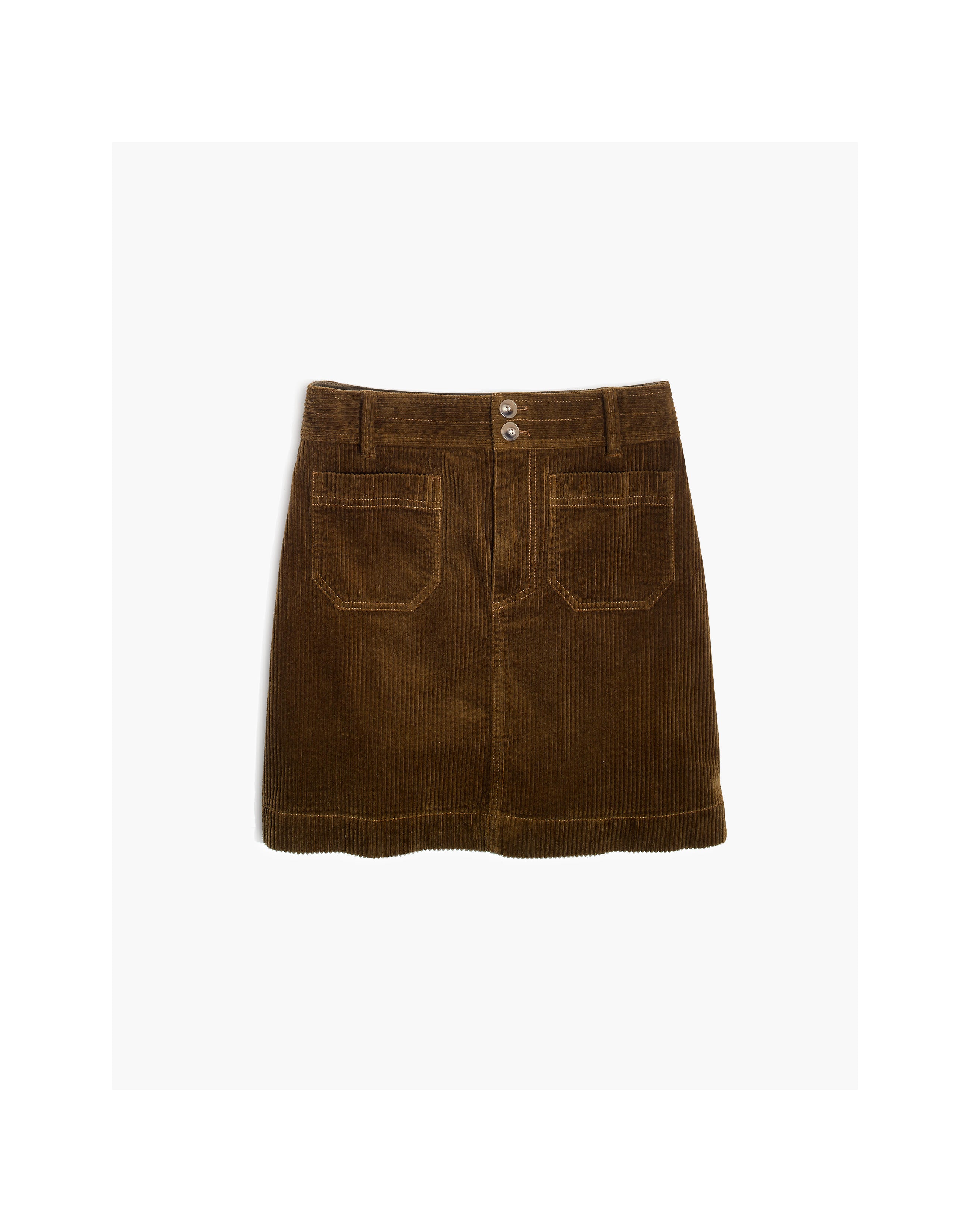 Madewell Corduroy Brown Autumnal Pocket Front A-Line Mini Skirt - House Of Huntington