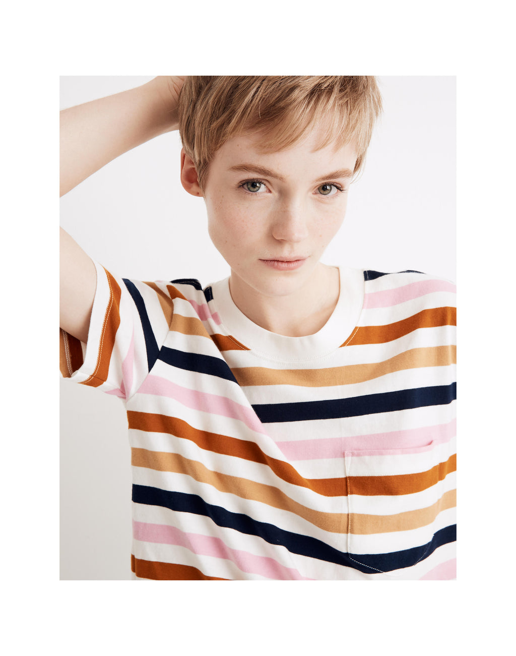 MADEWELL イージー クロップ T シャツ ベアトリス ストライプ