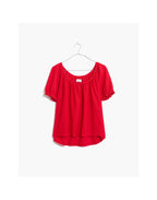 MADEWELL Rode boerentop met textuur en draad