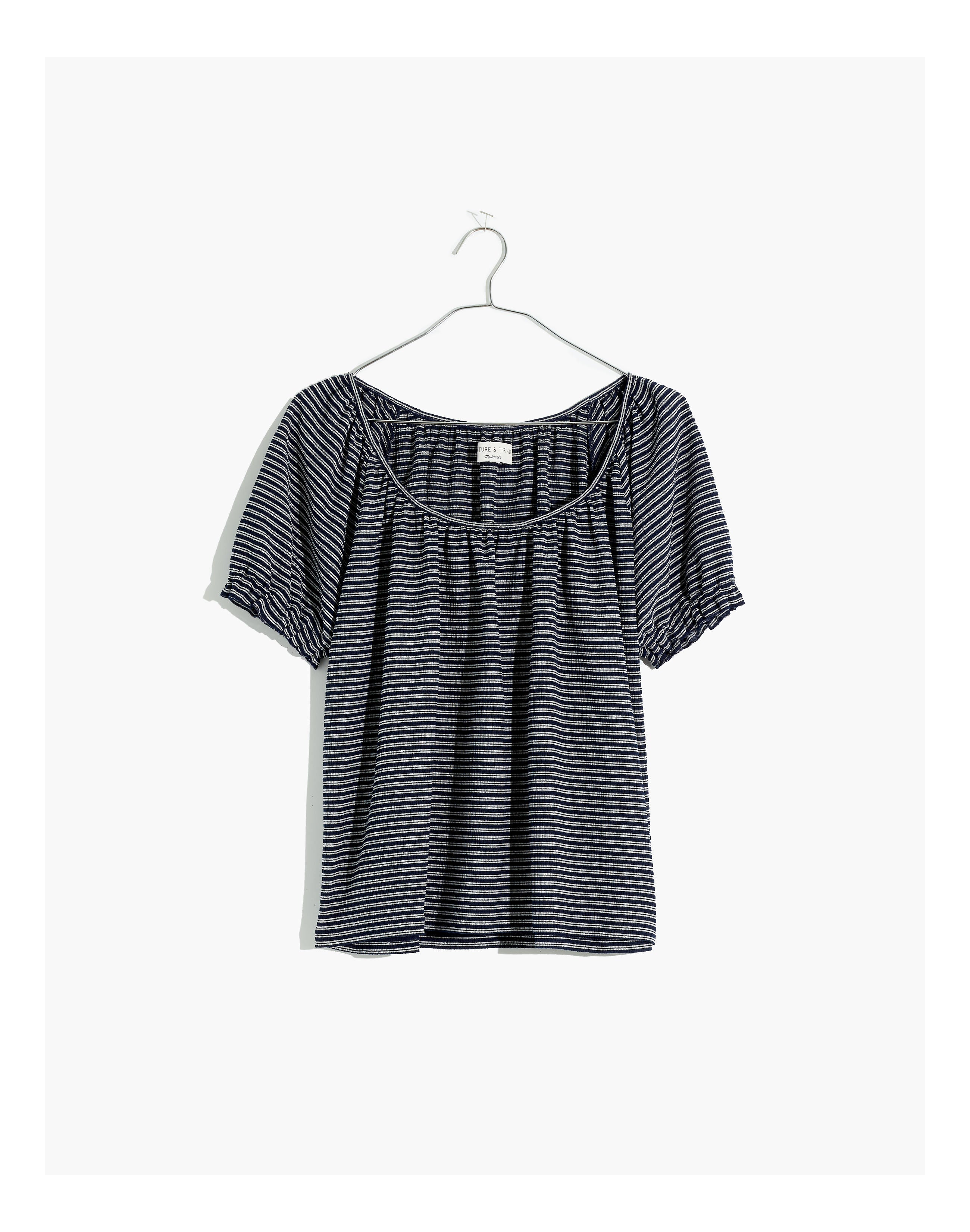 MADEWELL Texture & Thread Peasant Topp i Stripe Navy & White