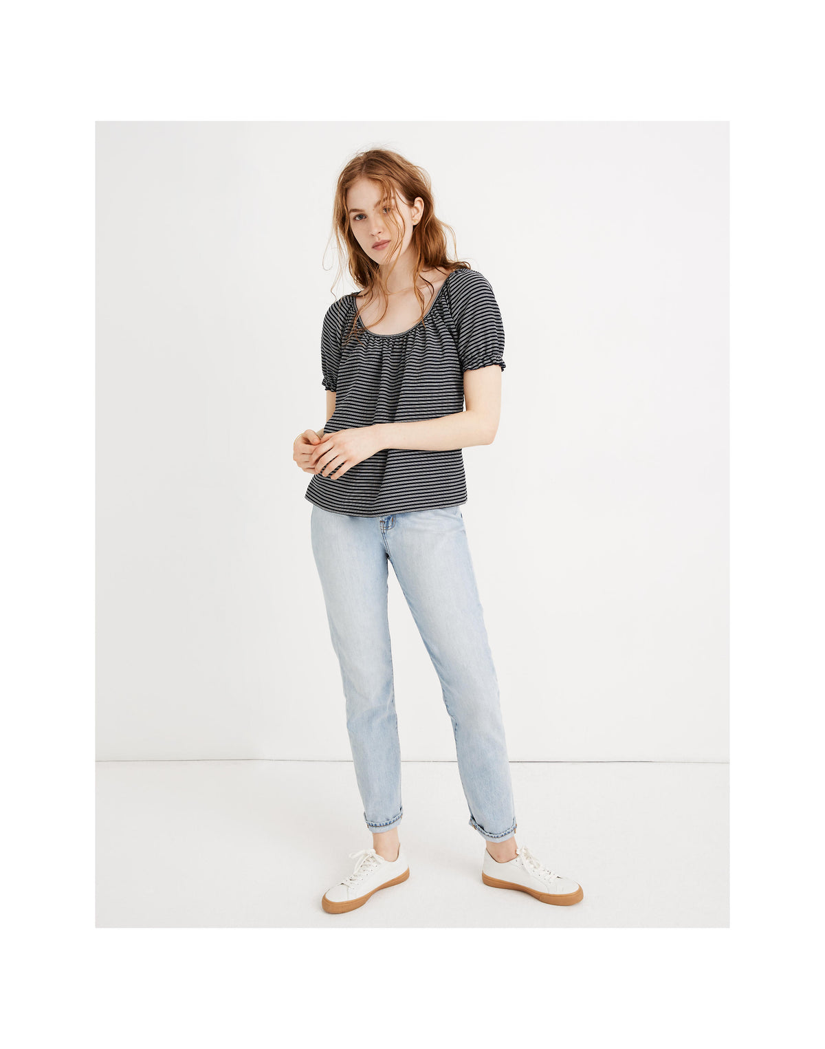 Texture & Thread Peasant Top Stripe Navy &