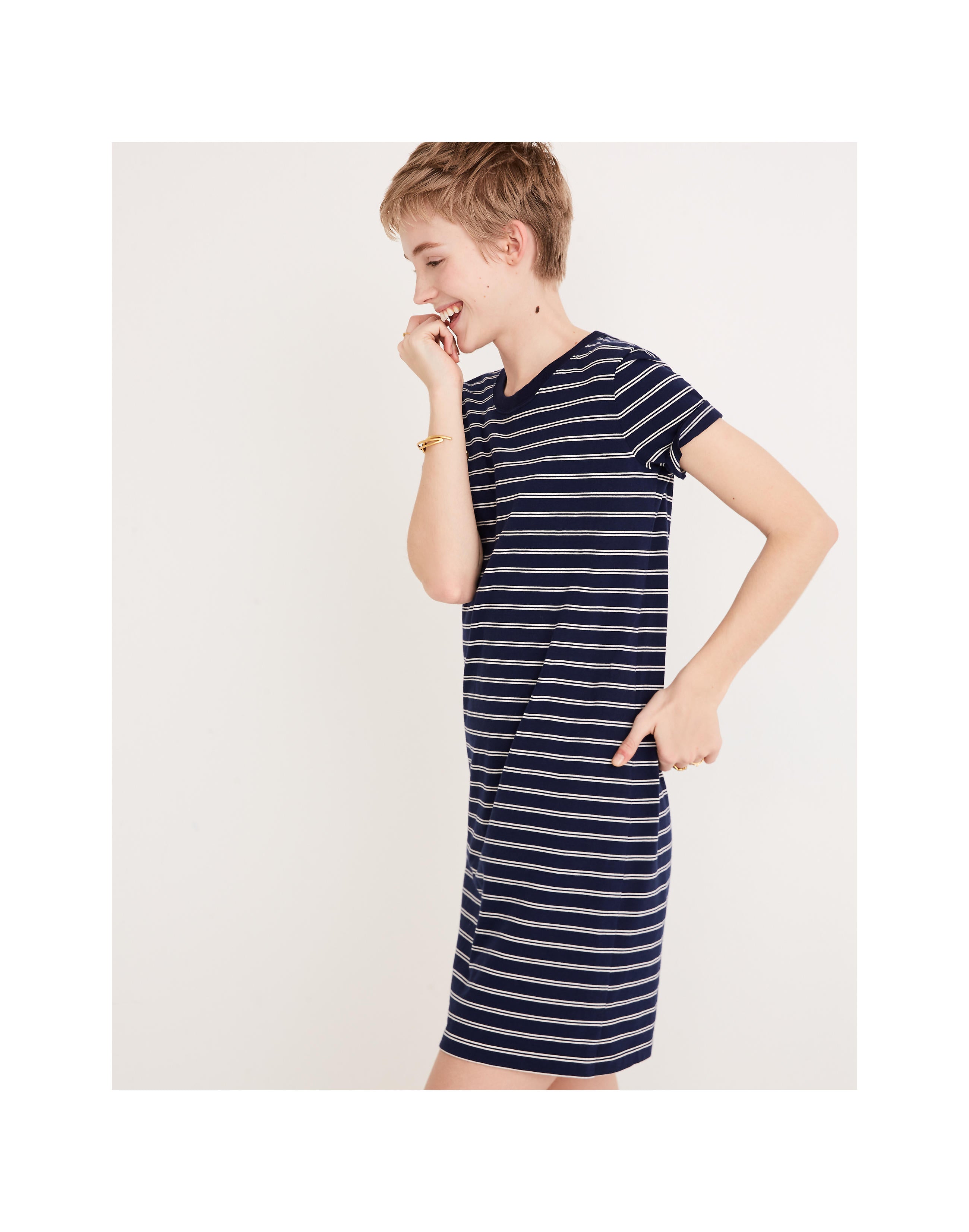 madewell striped shirt dress Crewneck Mini T-Shirt Dress