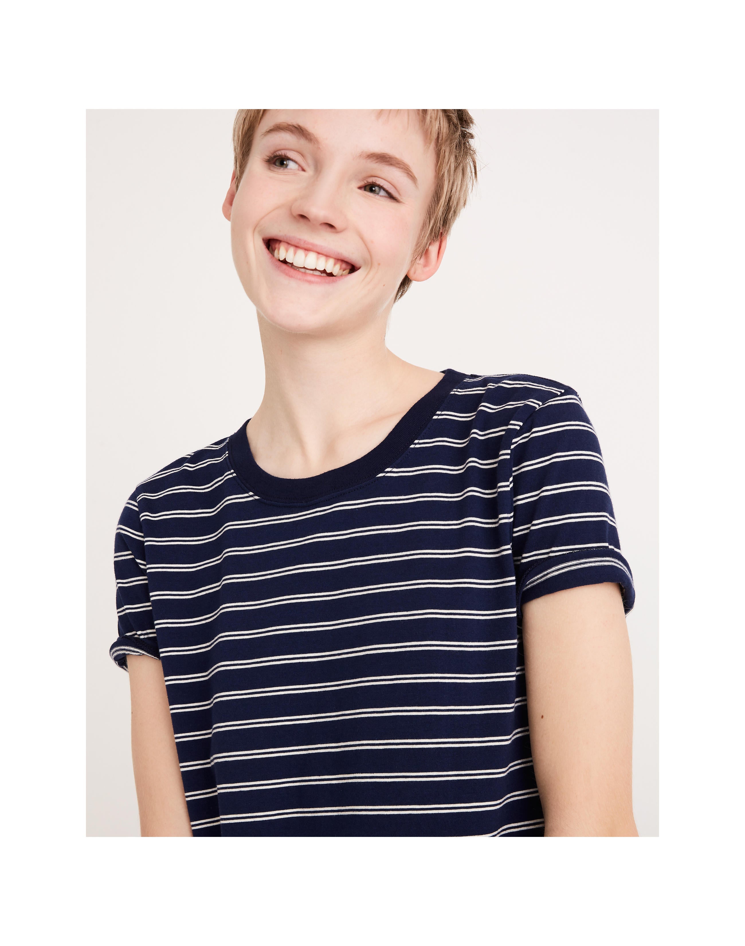 Námořnické a bílé tričko značky MADEWELL v pruhu Epperson