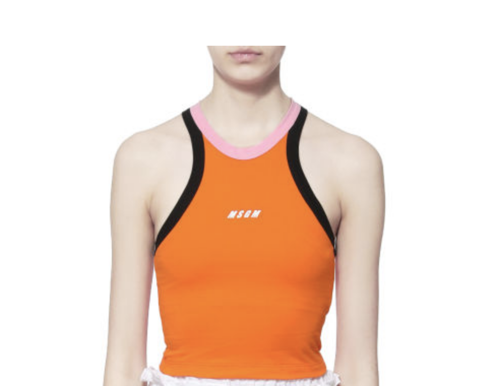 Canotta corta arancione rosa con logo MSGM